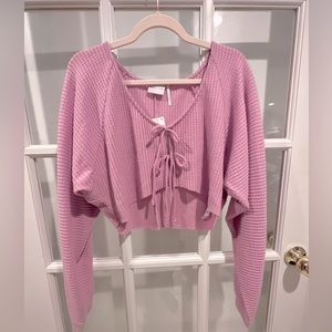 🌸URBAN OUTFITTERS🌸 Waffle double tie front spring loose fit top